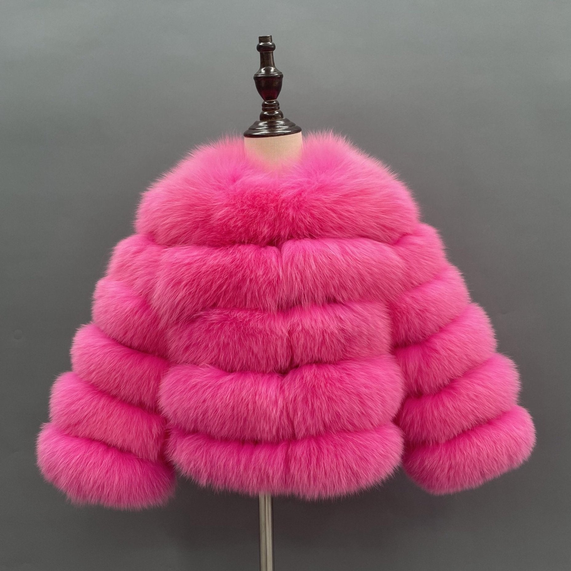 New Children's Winter Five Section Fox Fur Coat Windproof and Warm Parent-Child Model Coat - Janefur