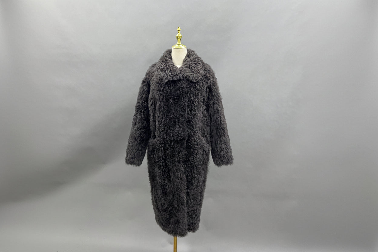 Janefur Brown Long Wool Coat Furs Being Clothing Black M-chest 124cm