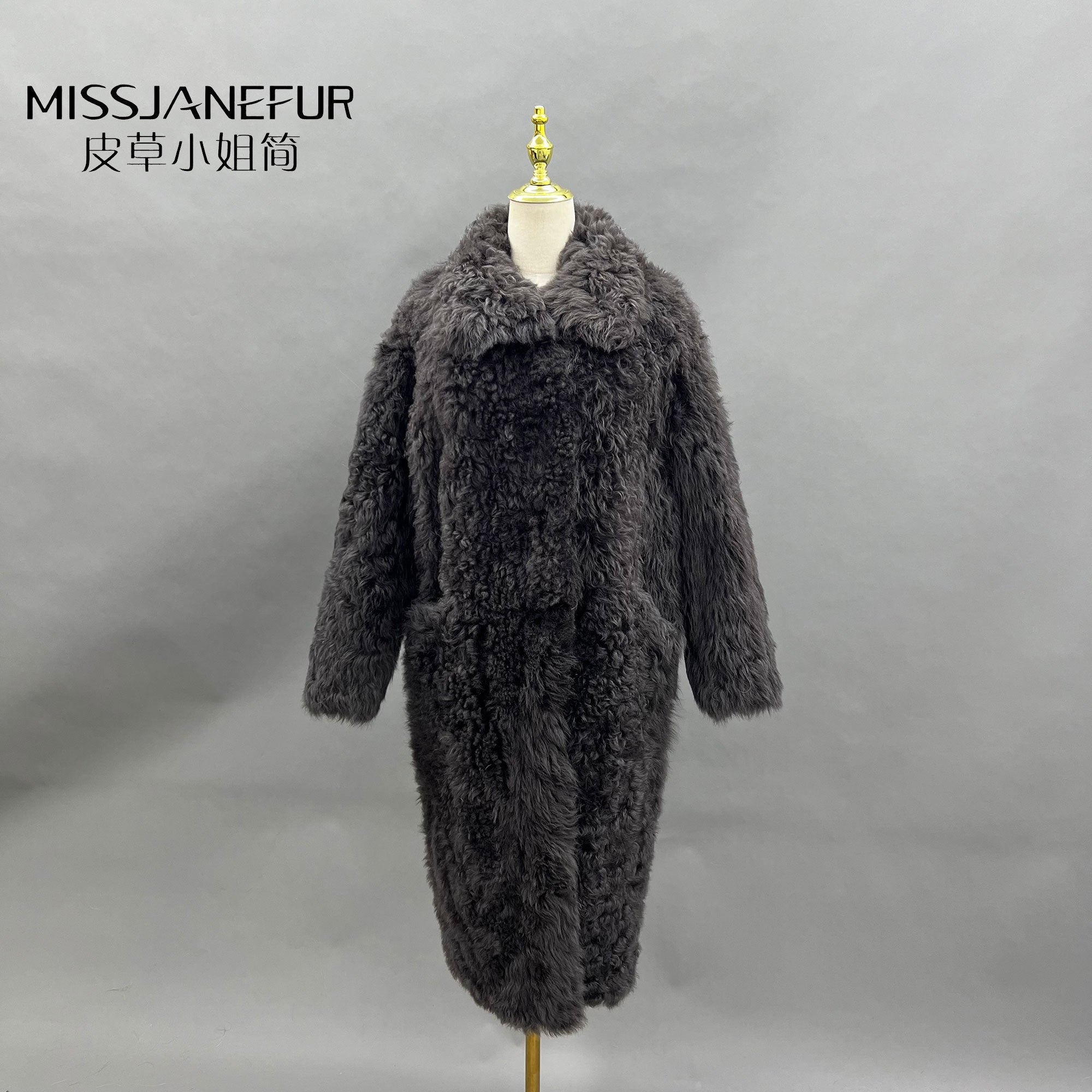 Missjanefur Brown Long Wool Coat Furs Being Clothing - Janefur