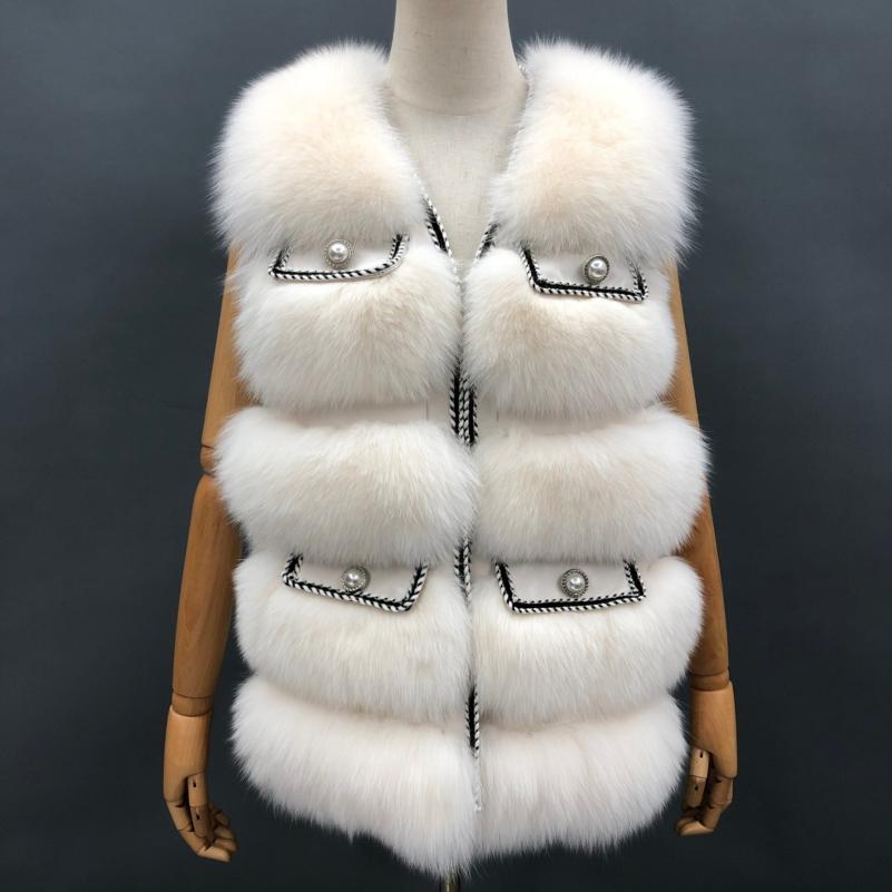 Fall And Winter Ladies Luxury Chanel Style Fashion Fox Fur Vest - Janefur