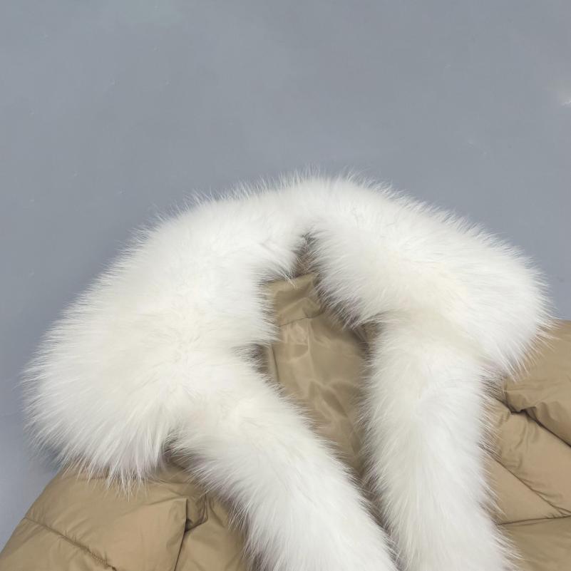 Knit Cuffs with Large Turn-down Collar Down Jacket - Janefur