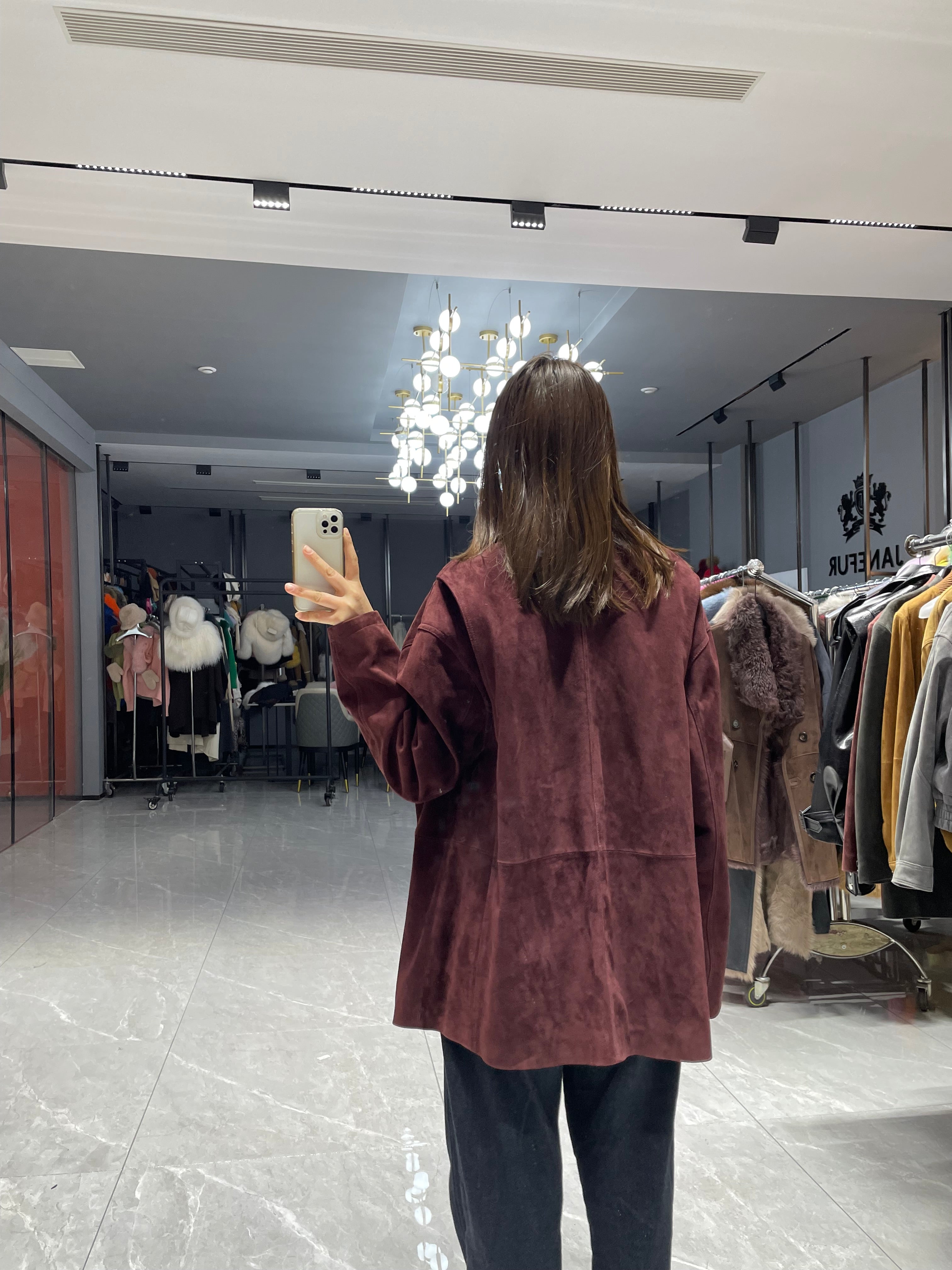 Retro collar Burgundy Suede Leather Jacket — Classic & Stylish Outerwear - Janefur