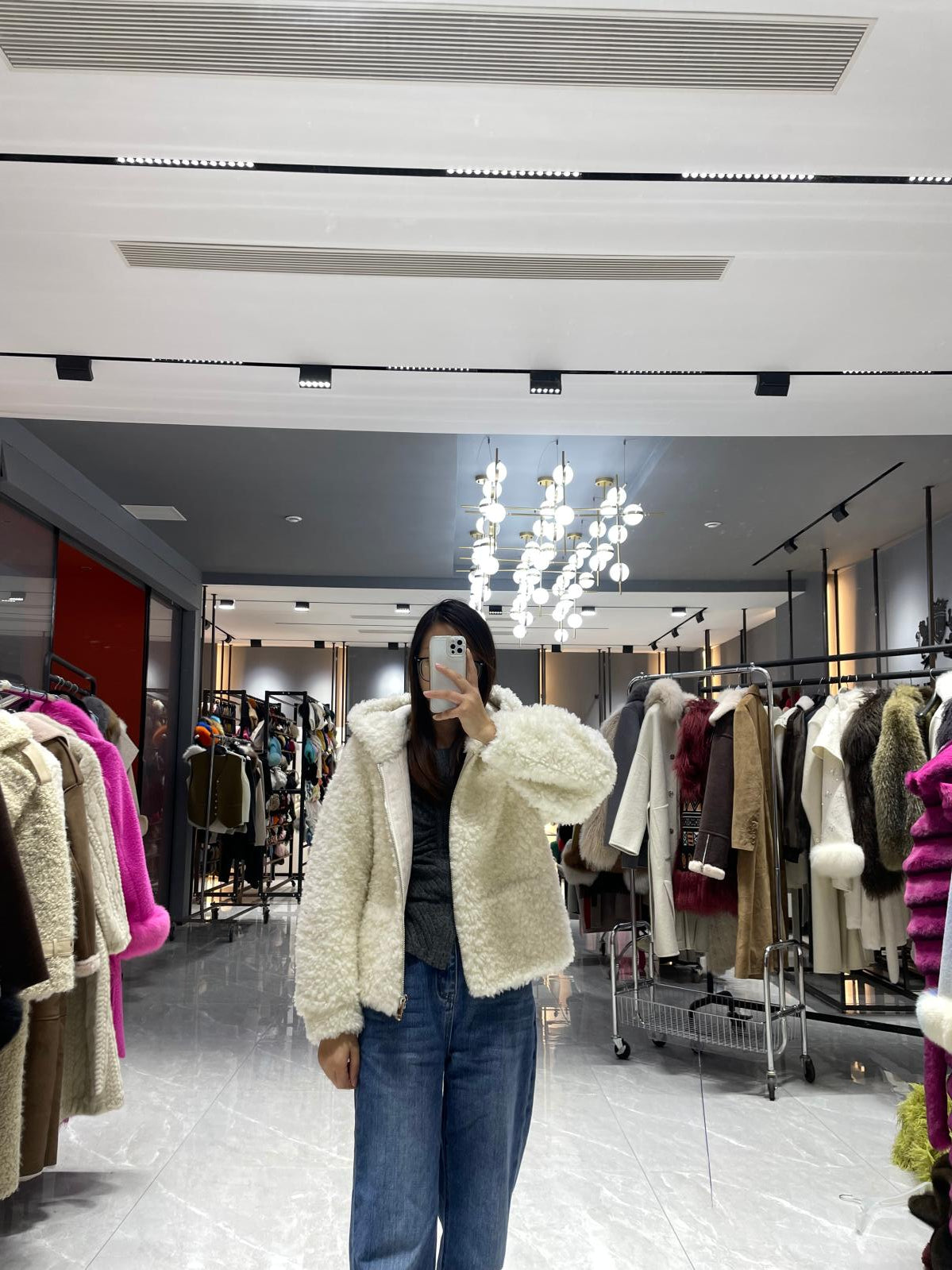 Faux Shearling Outerwear Coat Women's Elegant Hooded Faux Shearling Jacket - Janefur