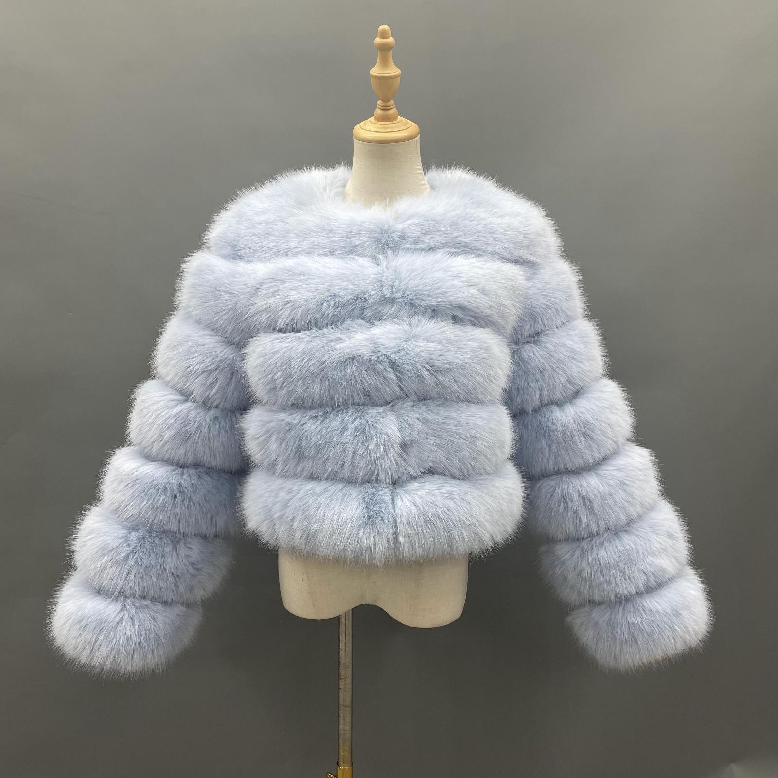 Women's Short Striped Faux Fur Coat Eco Fur Jacket - Janefur