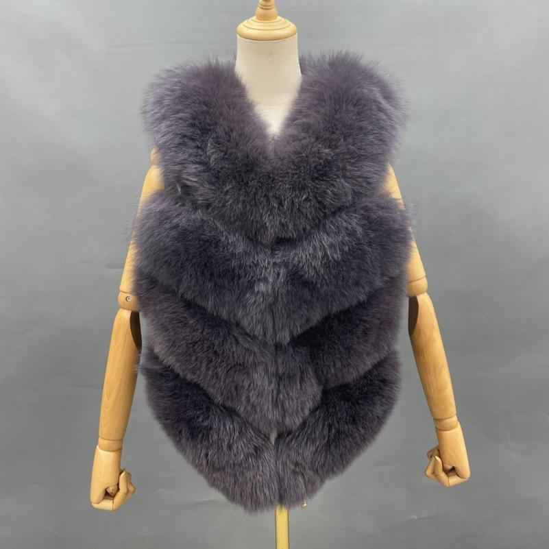 Wholesale Women's Classic Winter Warm Short Fox Fur Vest Casual Solid Color - Janefur
