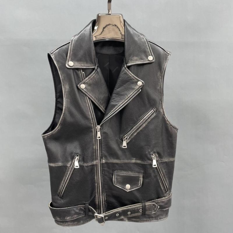 Men's Distressed Motorcycle-Style Vest - Janefur