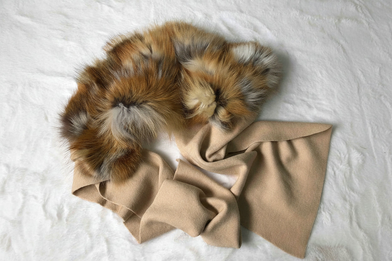 Janefur Women Fashion Fur Shawls Wool Cashmere Scarf