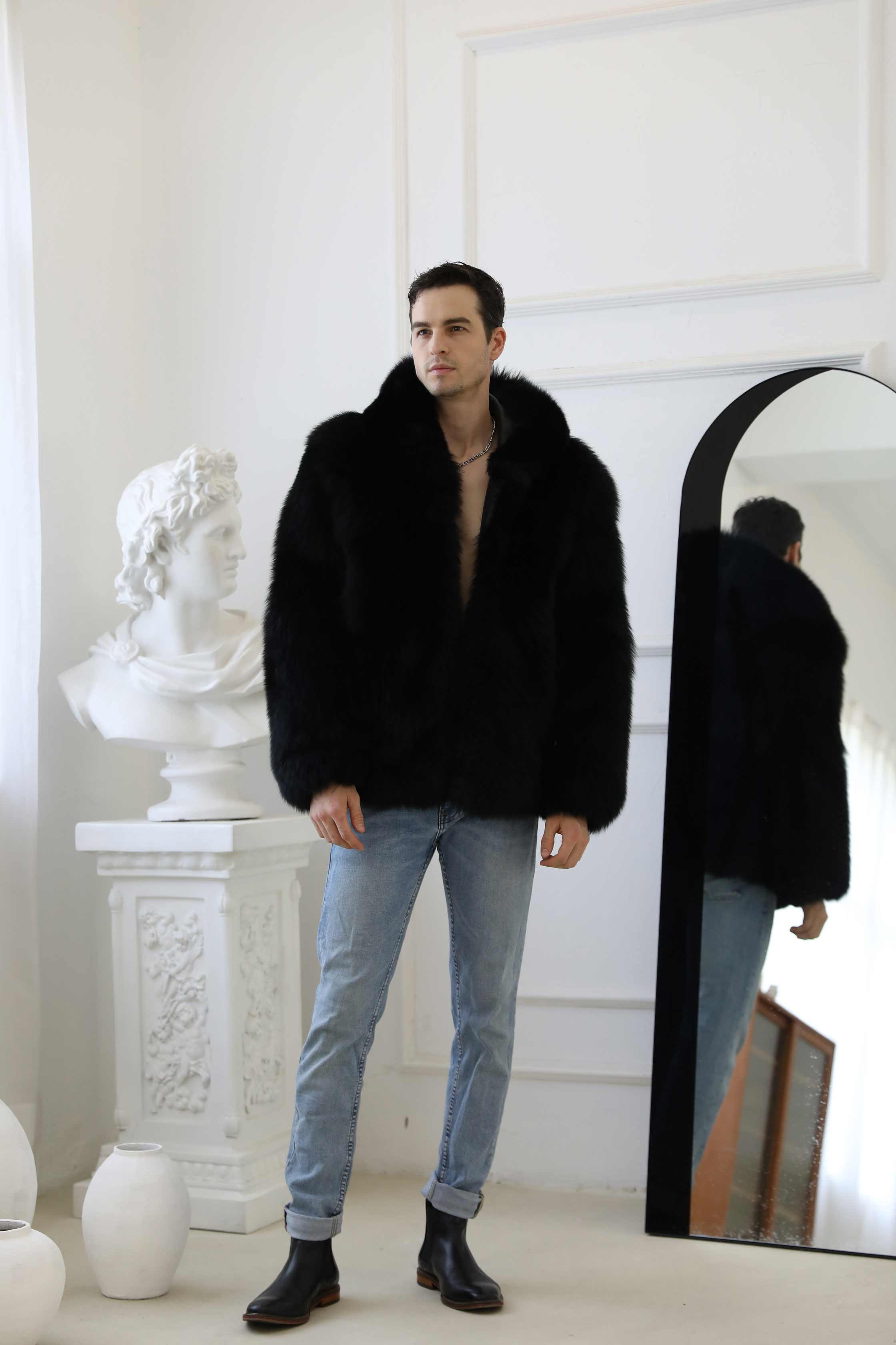 Fashionable Warm Winter Real Fox Fur Thick Jacket Solid Colour Hoodie - Janefur