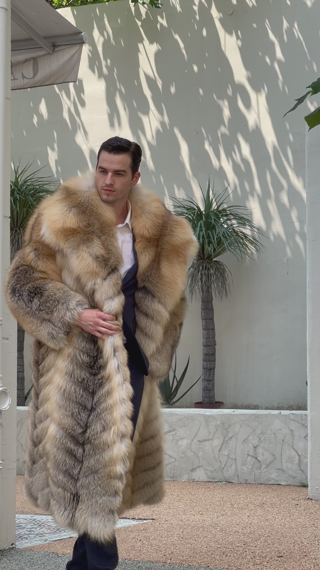 Men's Long Golden Island Fox Luxury Fox Fur Real Fur Winter Coat