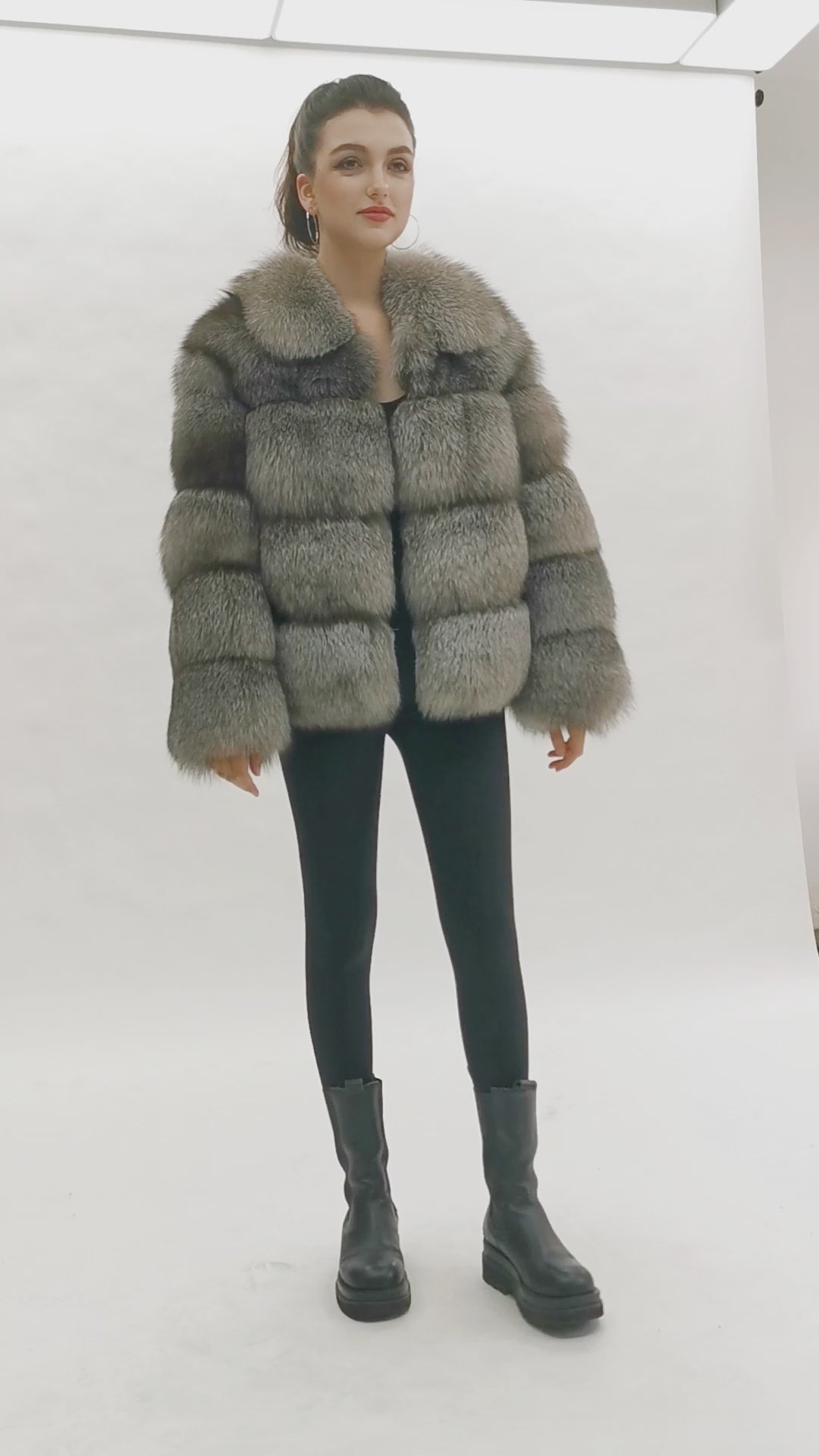 Warm Winter Ladies Real Fox Fur Fluffy Luxury Coat