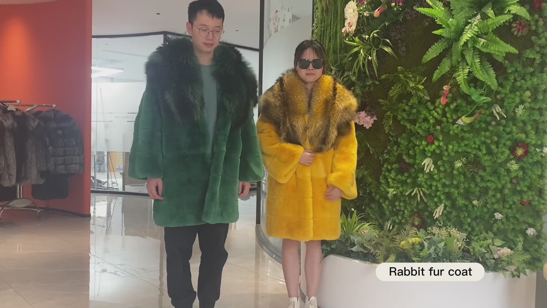 Winter Womens Rabbit Fur Coat Raccoon Fur Collar Real Fur Jacket