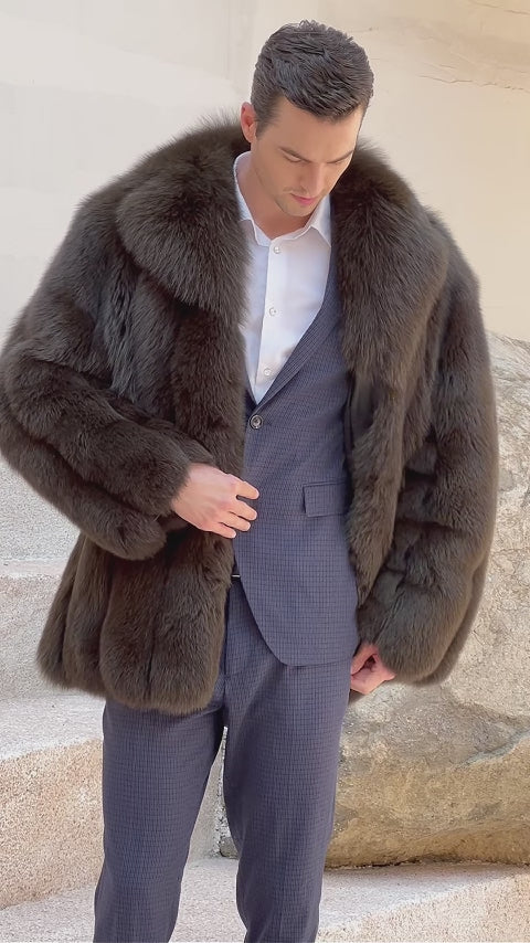 Winter And Spring Men's Luxury Fur Fox Fur Jacket