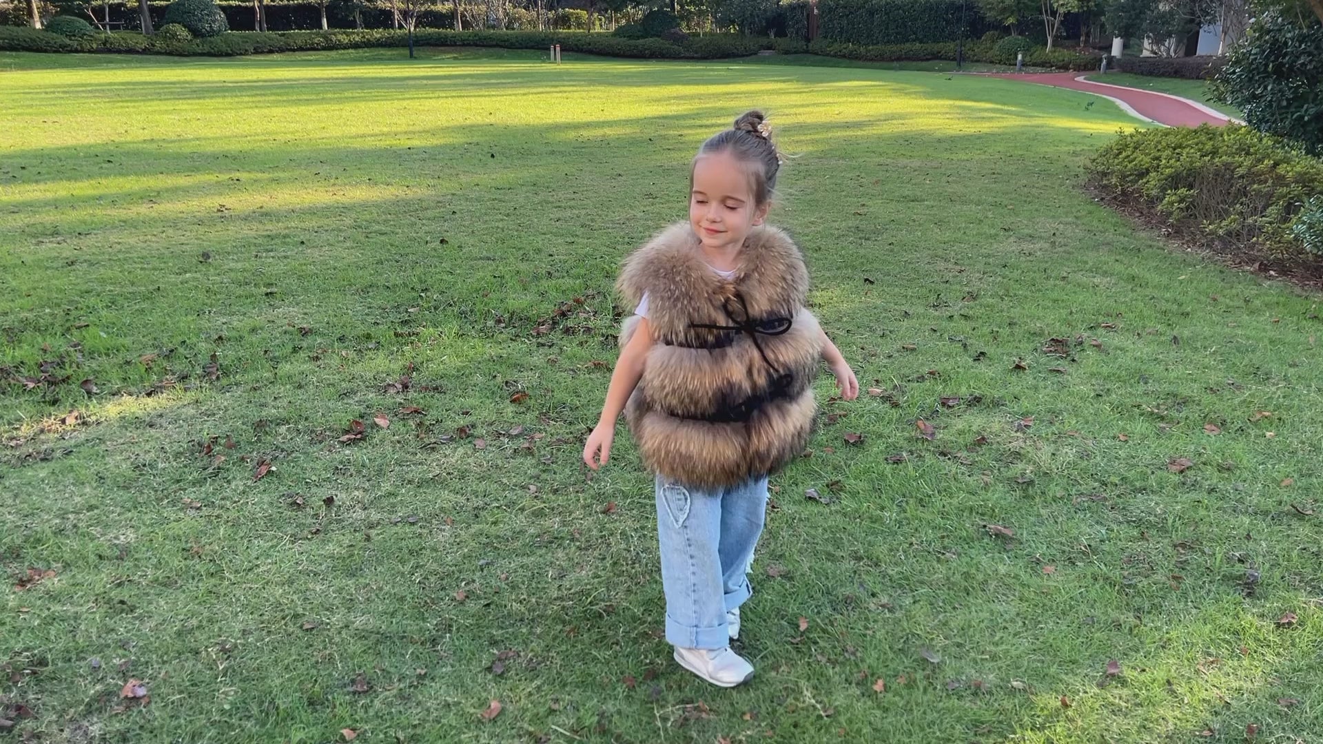 Children's Fall and Winter Three Sections Raccoon Fur Vest