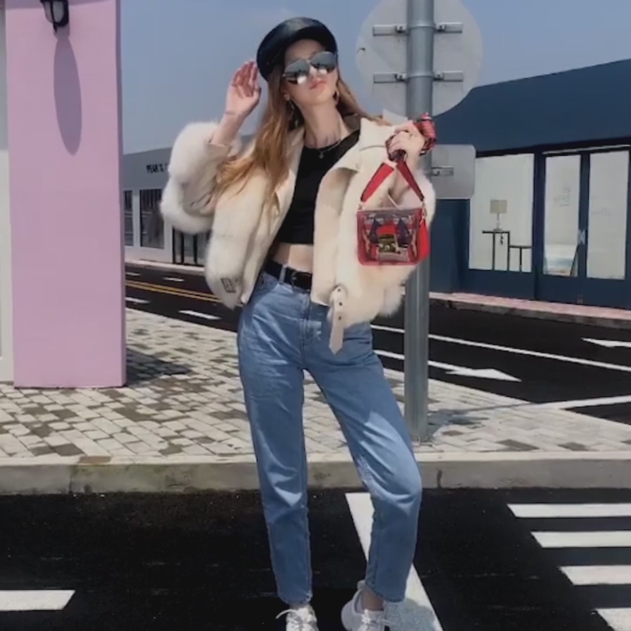 Ζεστό χειμωνιάτικο δερμάτινο μπουφάν από αληθινή γούνα αλεπούς, κοντό παλτό για γυναίκες