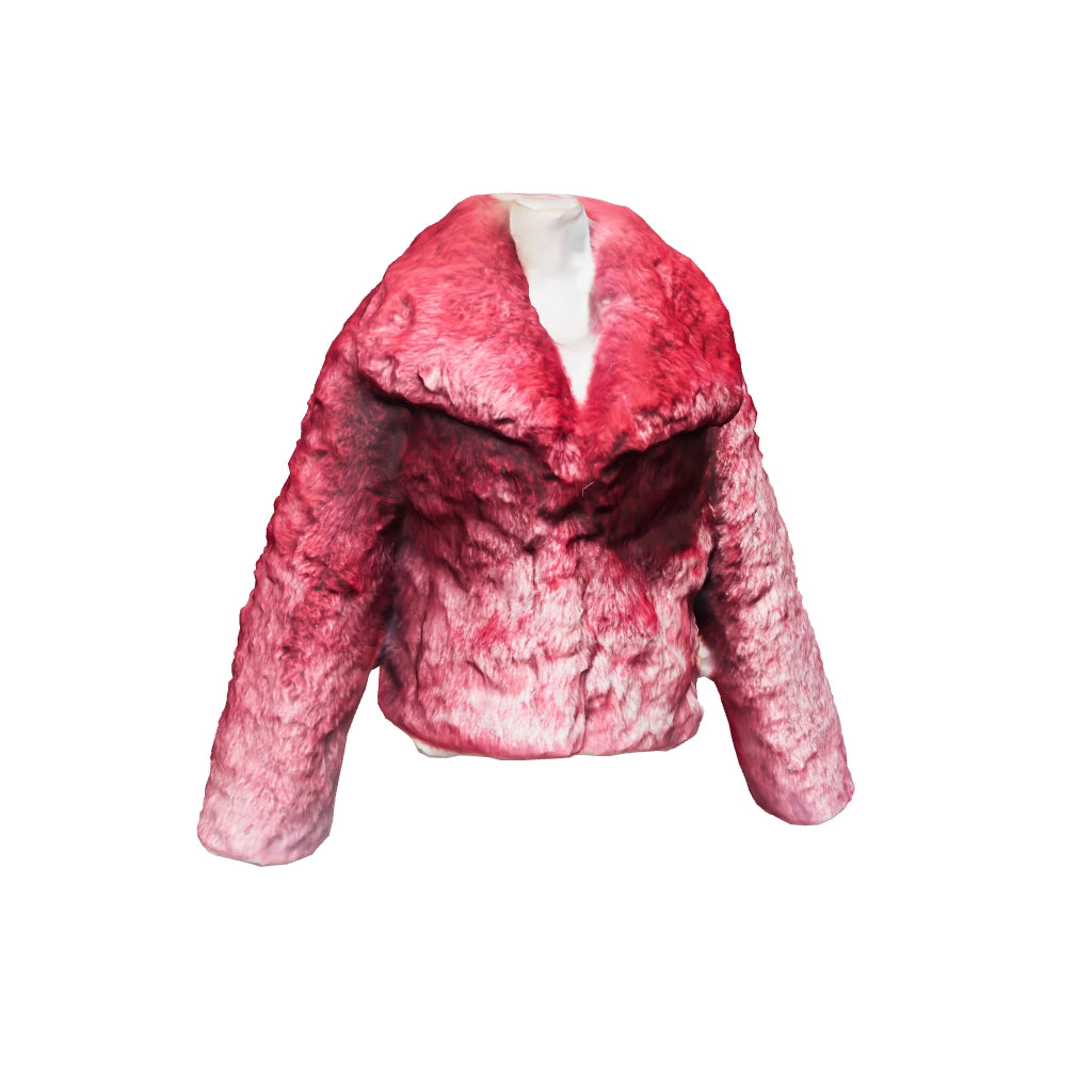 Women’s Burgundy Faux Mink Fur Jacket – Short Collar Coat for Elegant Winter Fashion