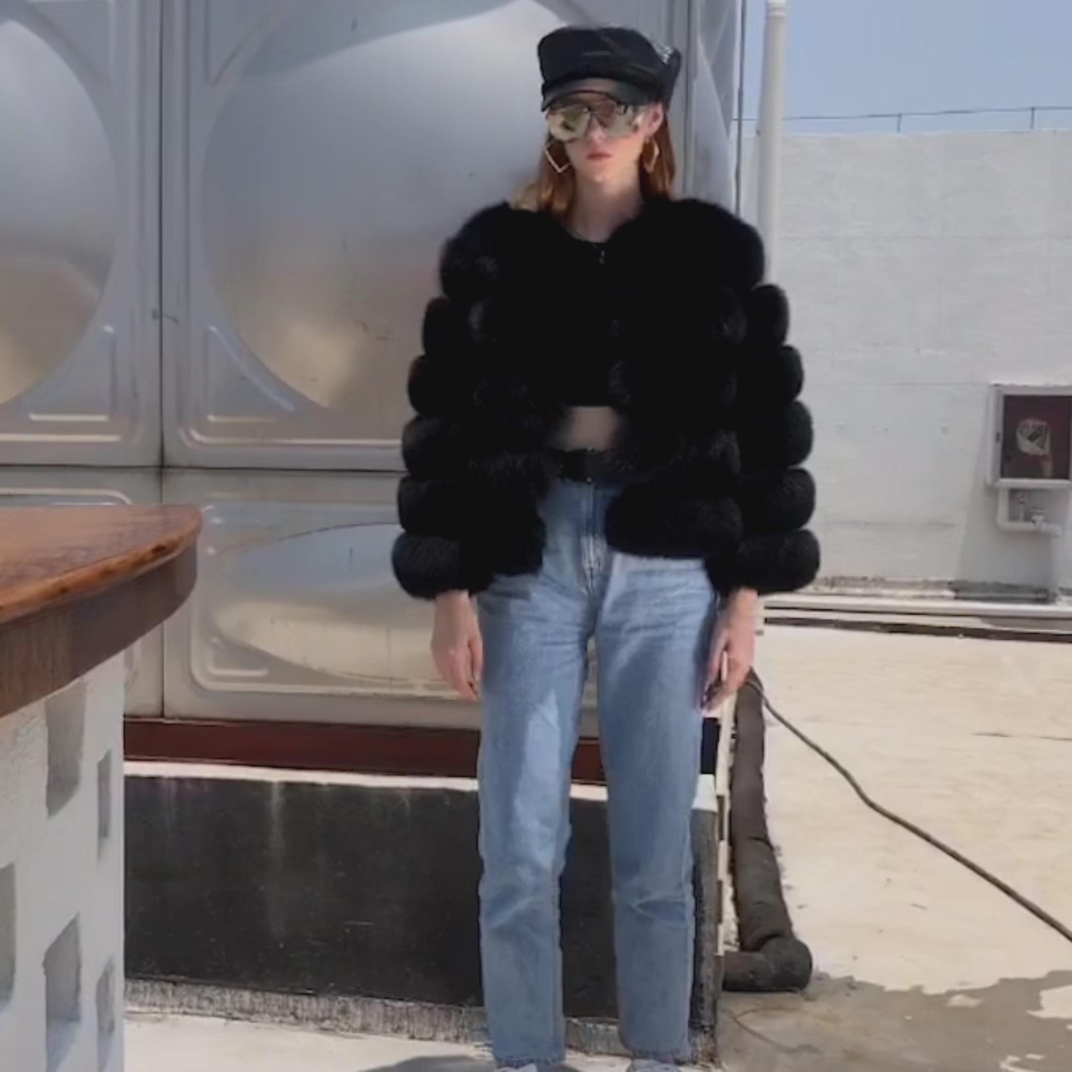 Νέο χειμωνιάτικο ζεστό κοντό παλτό γυναικείο μπουφάν από γούνα αλεπούς