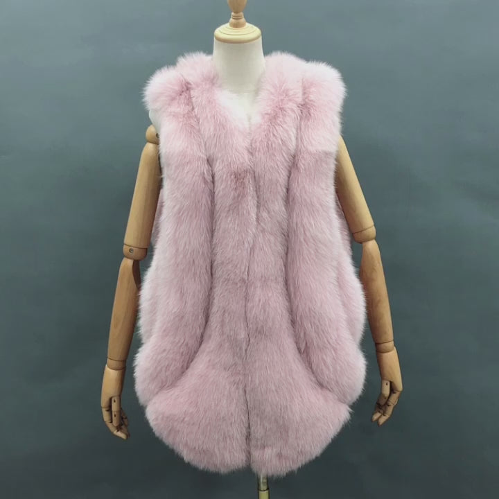Fashionable Women's Winter Casual Style Fox Fur Vest
