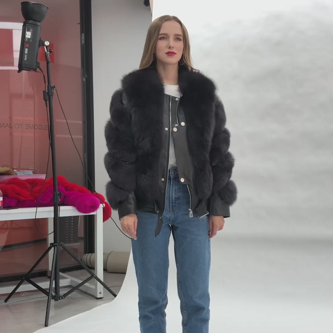 Winter Fox Fur Coat High-Quality Button Decorated Women's Coat