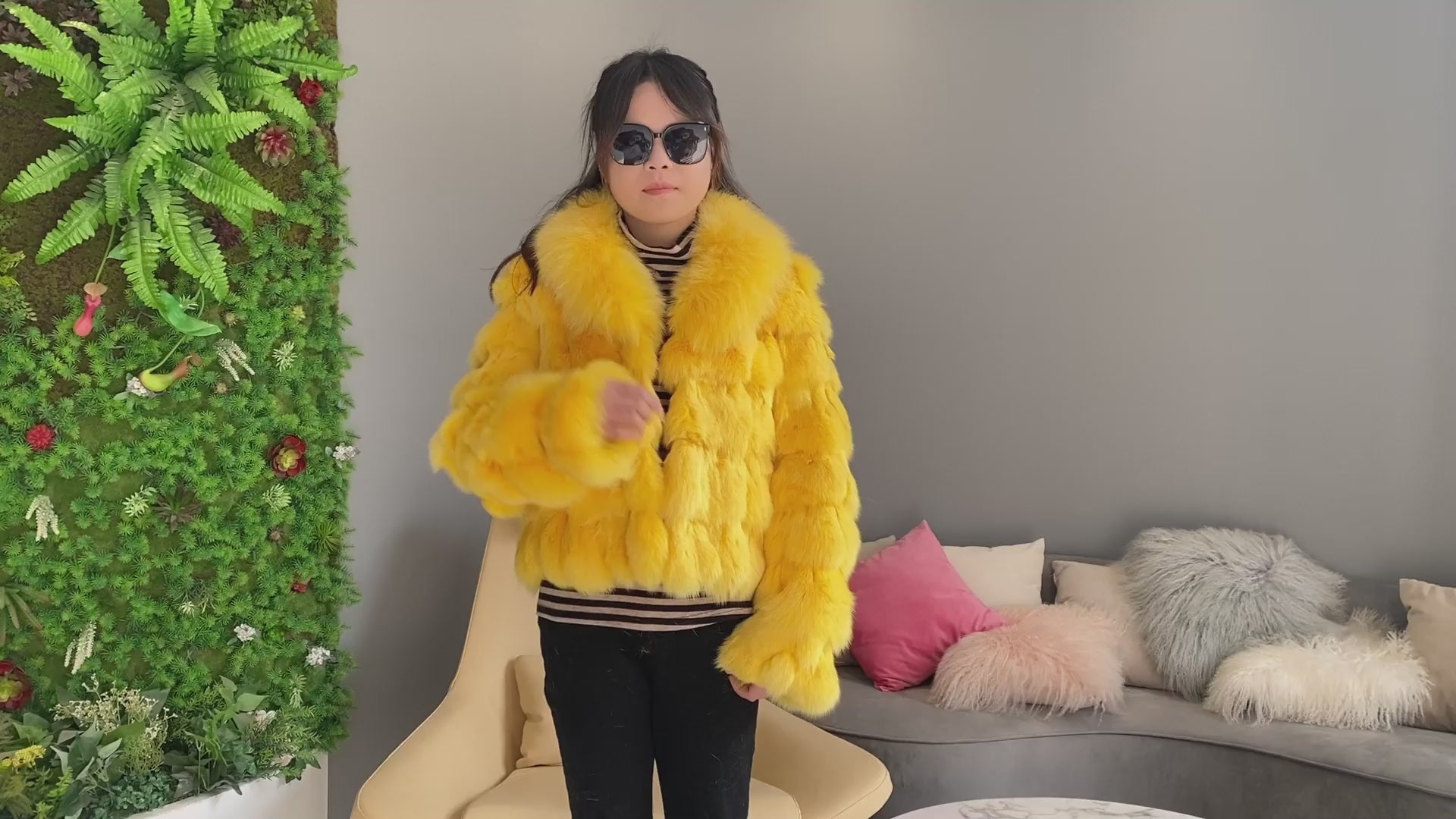 Plus Size Women's Short Stylish Lapel Real Fox Fur Luxury Jacket