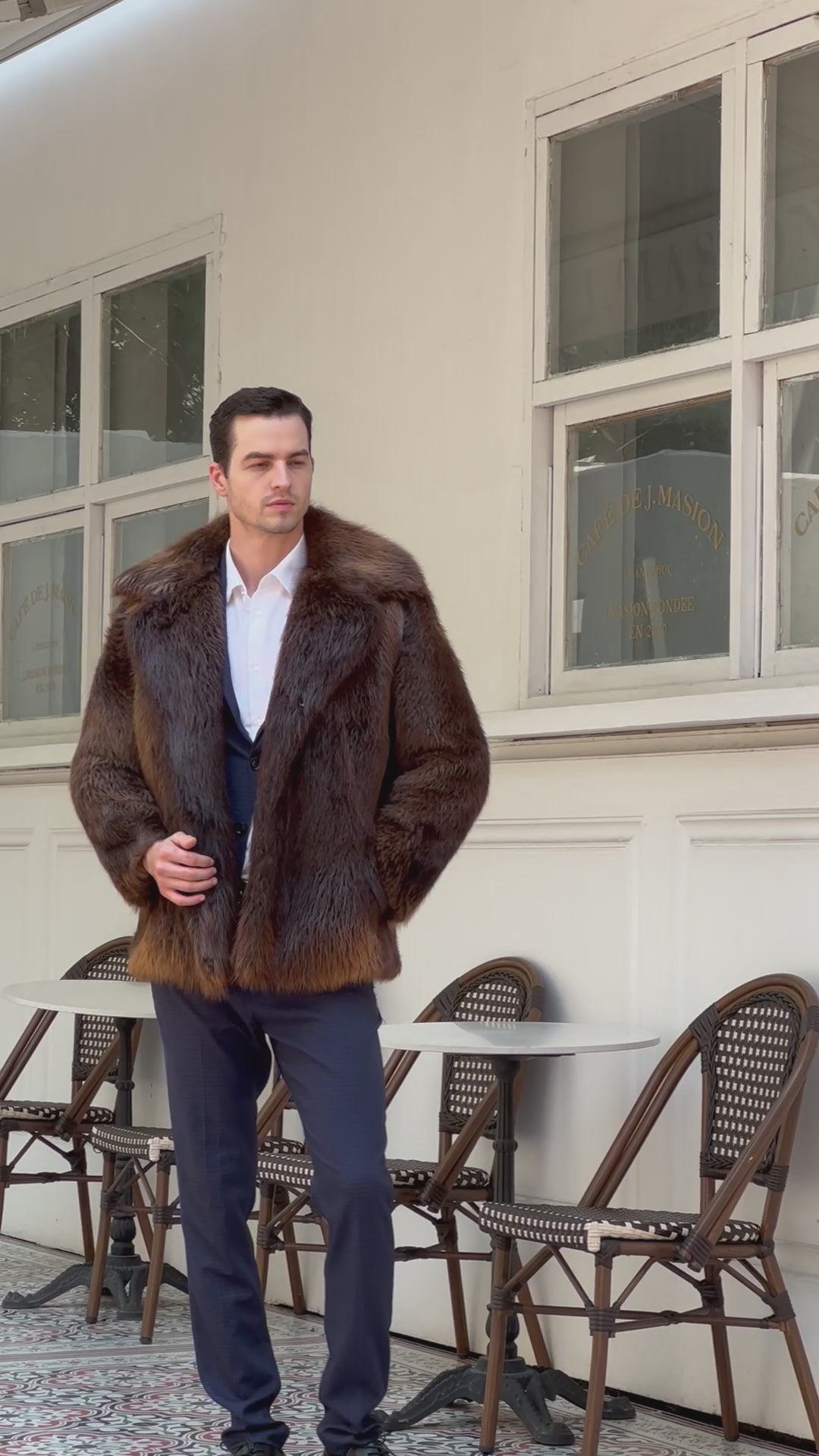 Warm Winter New Men's Long Sleeve Suit Collar Beaver Fur Coat