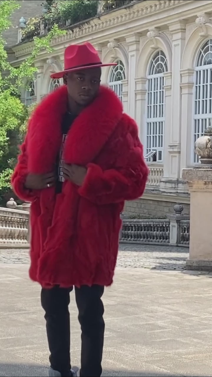 Men's Trench Coat Winter Plus Custom Size Fox Fur Jacket