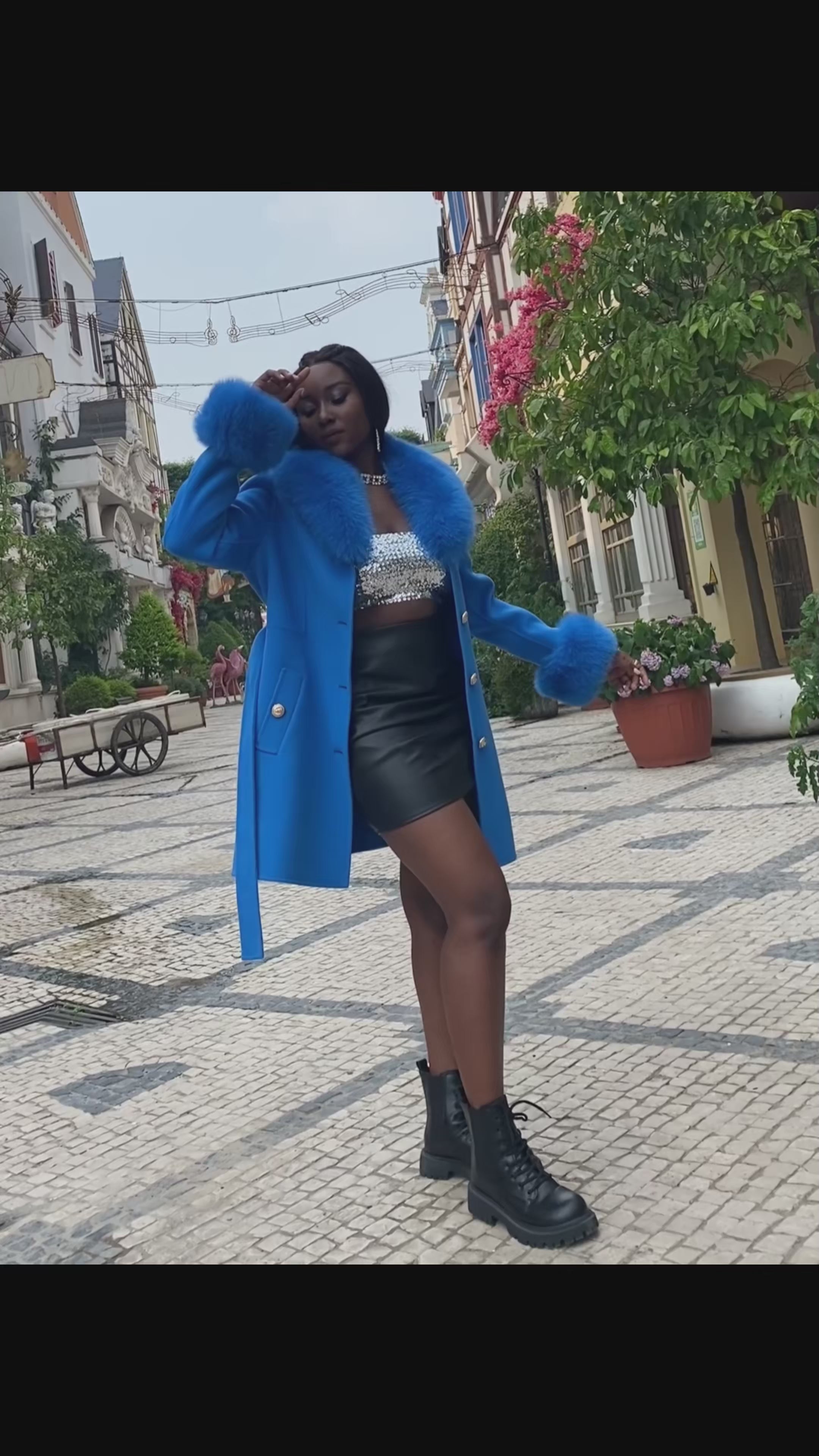 Cappotto monopetto in cashmere con lacci