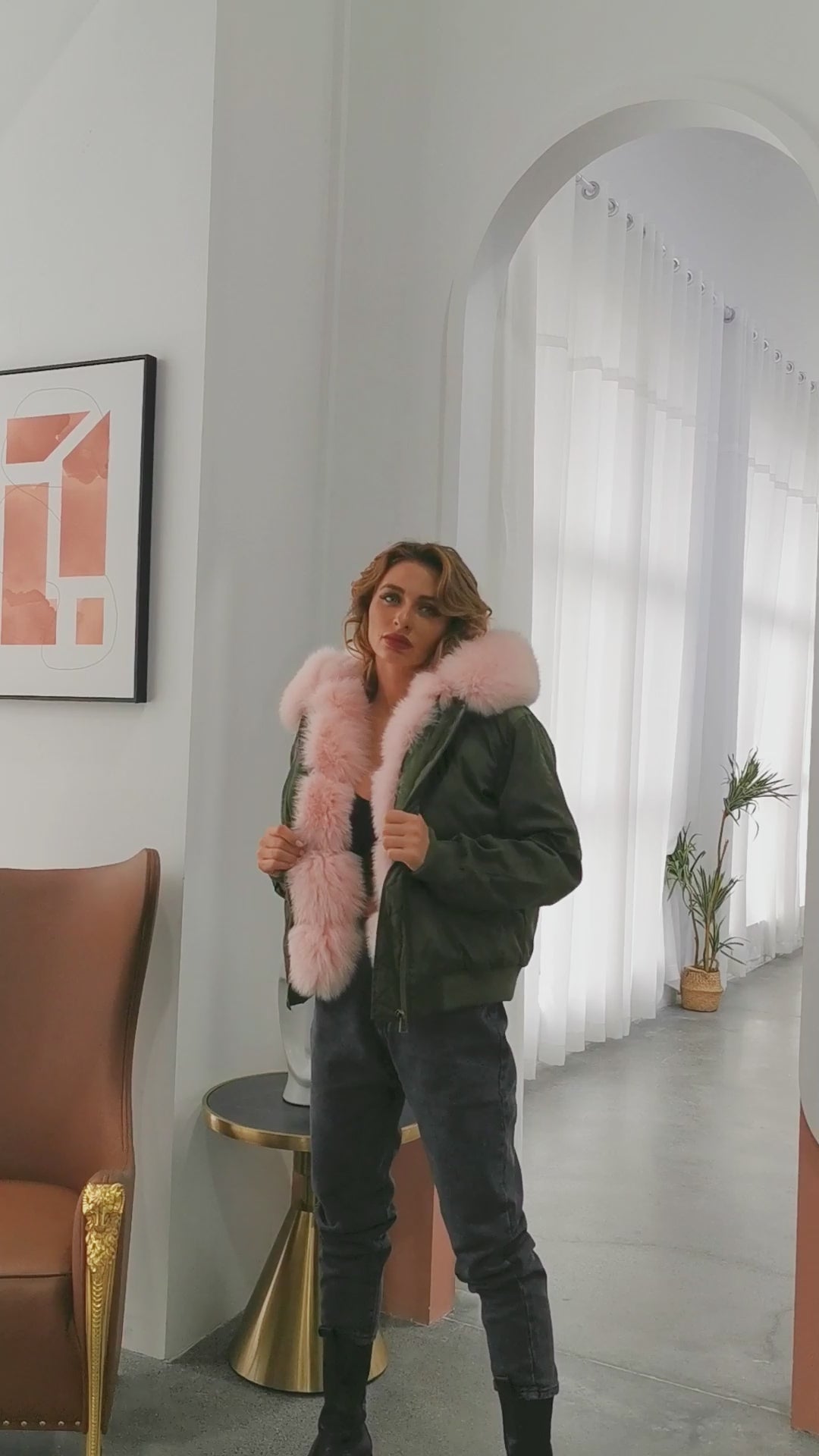 Aviator Jacket with Fox Fur
