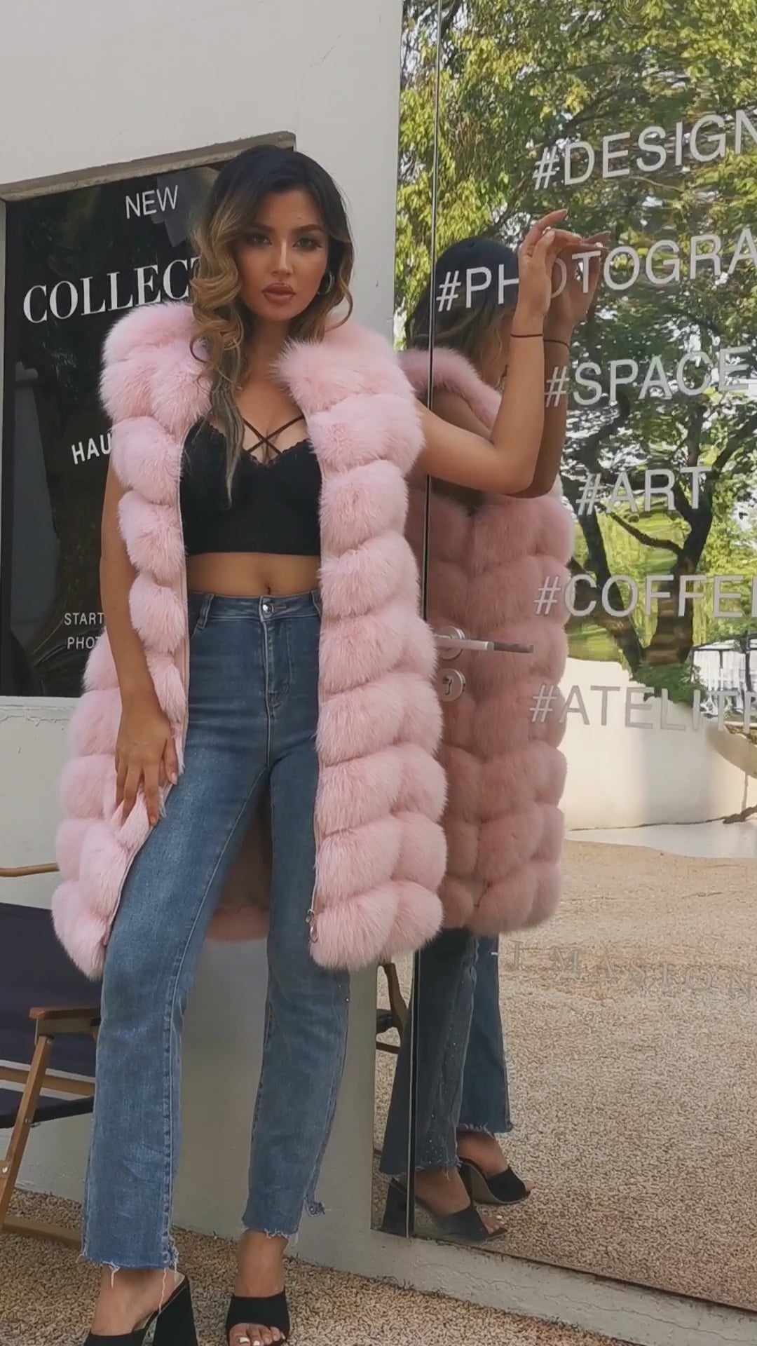 High Quality Warm Sleeveless Long Women's Real Fox Fur Luxury Vest