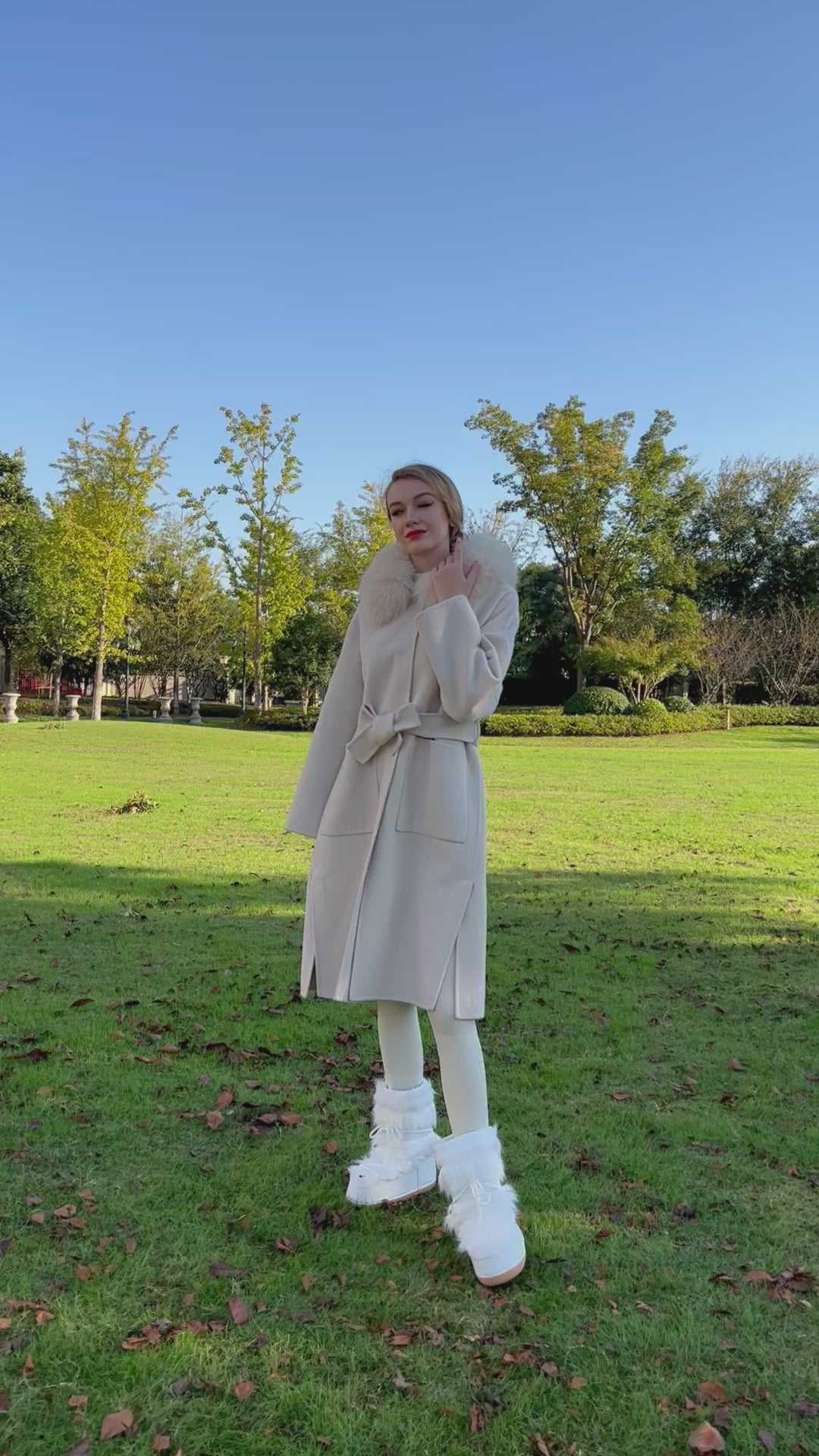 Women's Winter Fashion Hooded Double Sided Cashmere Long Coat