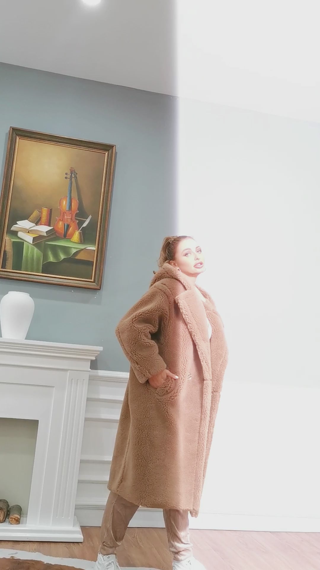 Teddy Long Coat with Hood