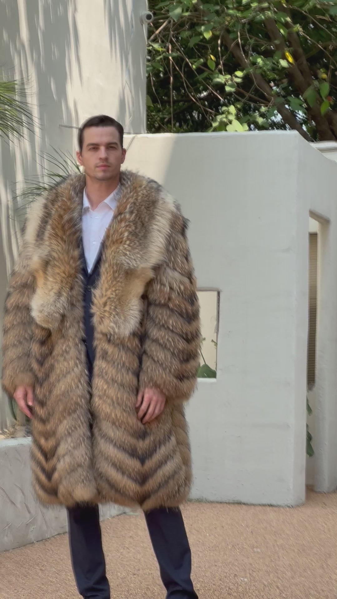 Big Wolf Fur Collar Luxury Winter Natural Raccoon Fur Long Coat