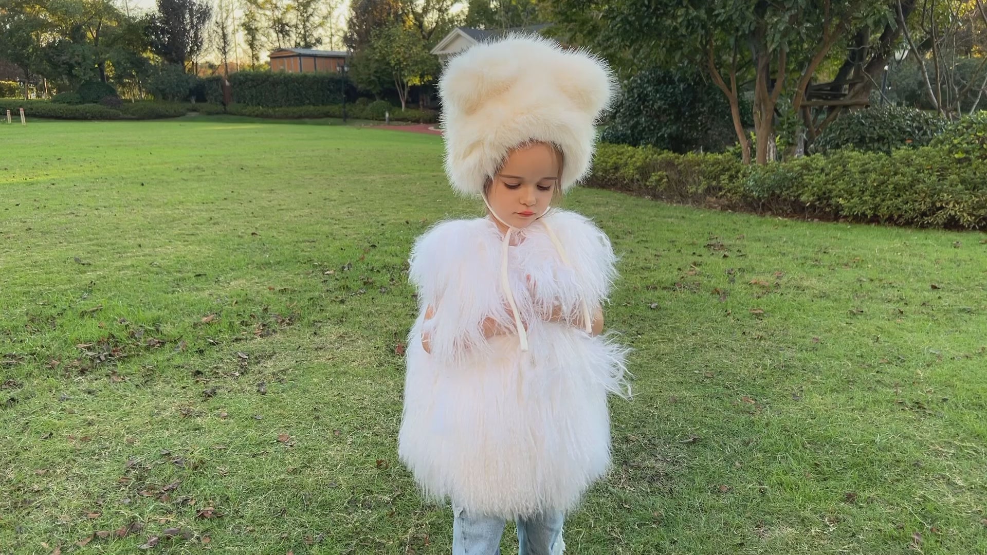 Kids Bear Ears Winter Faux Fur Hat