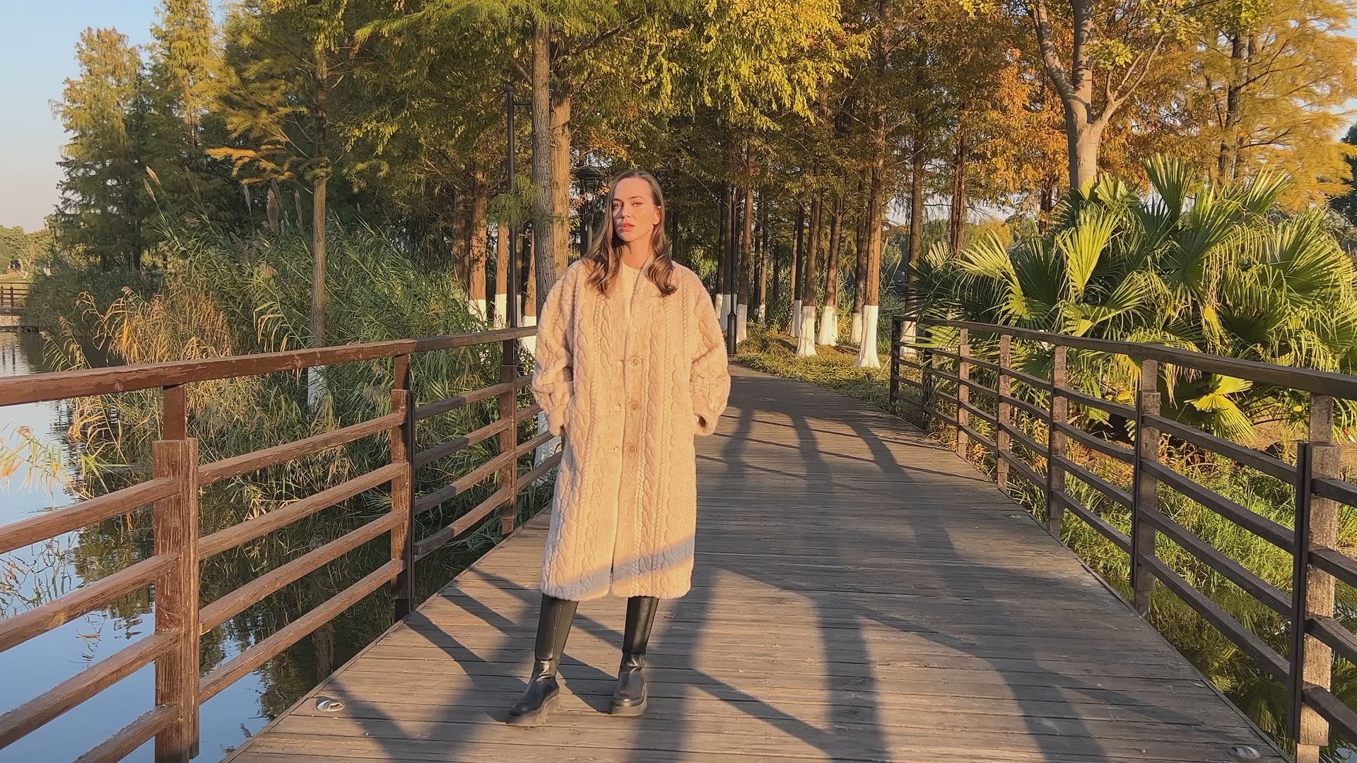 Women's Slim Elegant V-neck Long Faux Mink Jacket