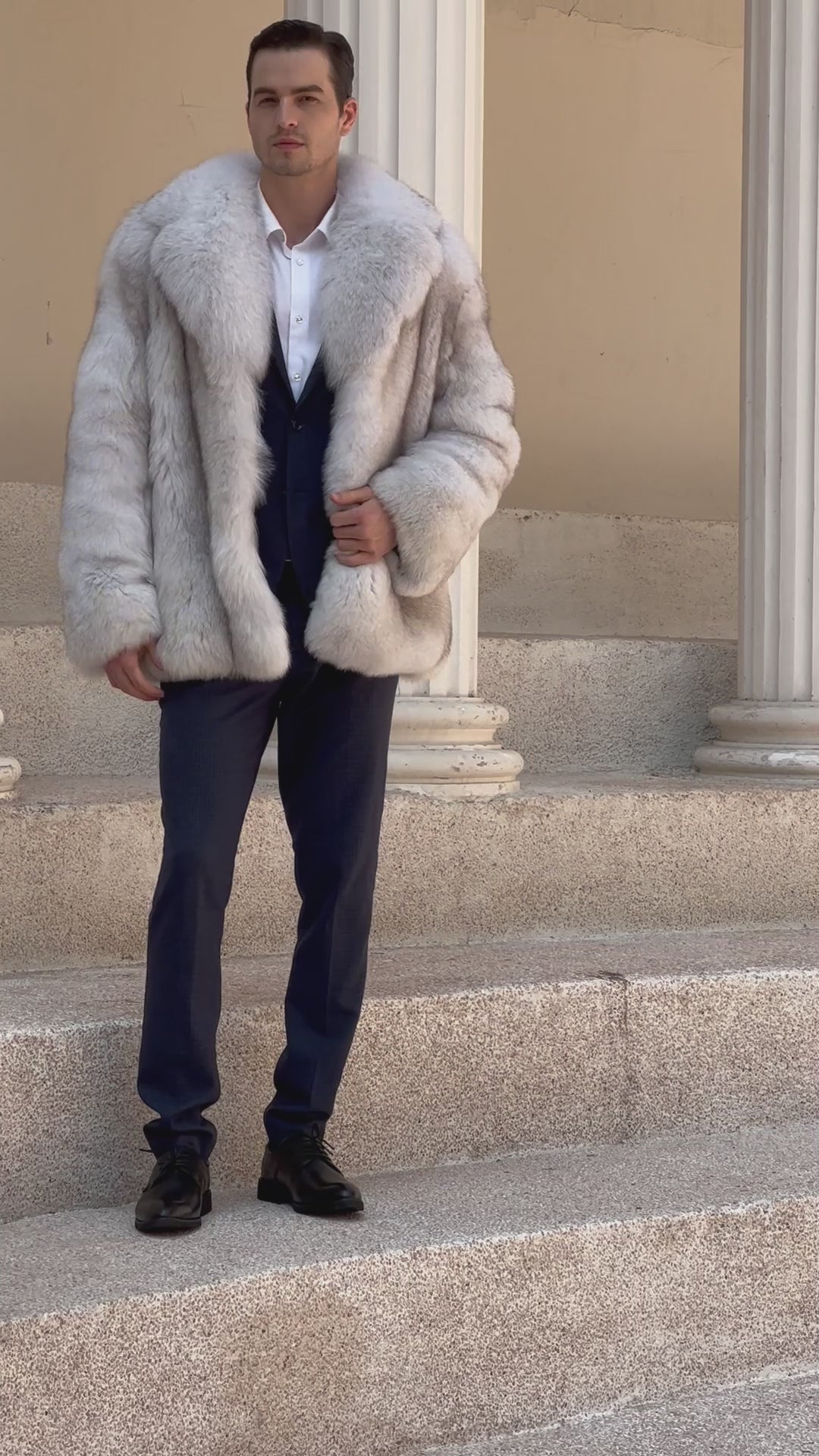 Warm Luxury Fluffy Men's Large Size Real Fox Fur Coat