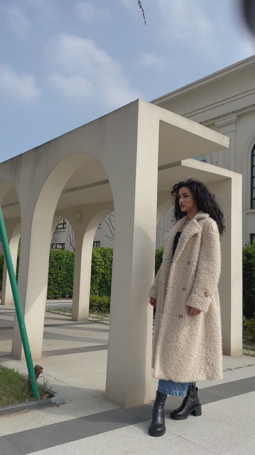 Camel Wool Jacket for Women Classic Casual Suit Collar Long Coat