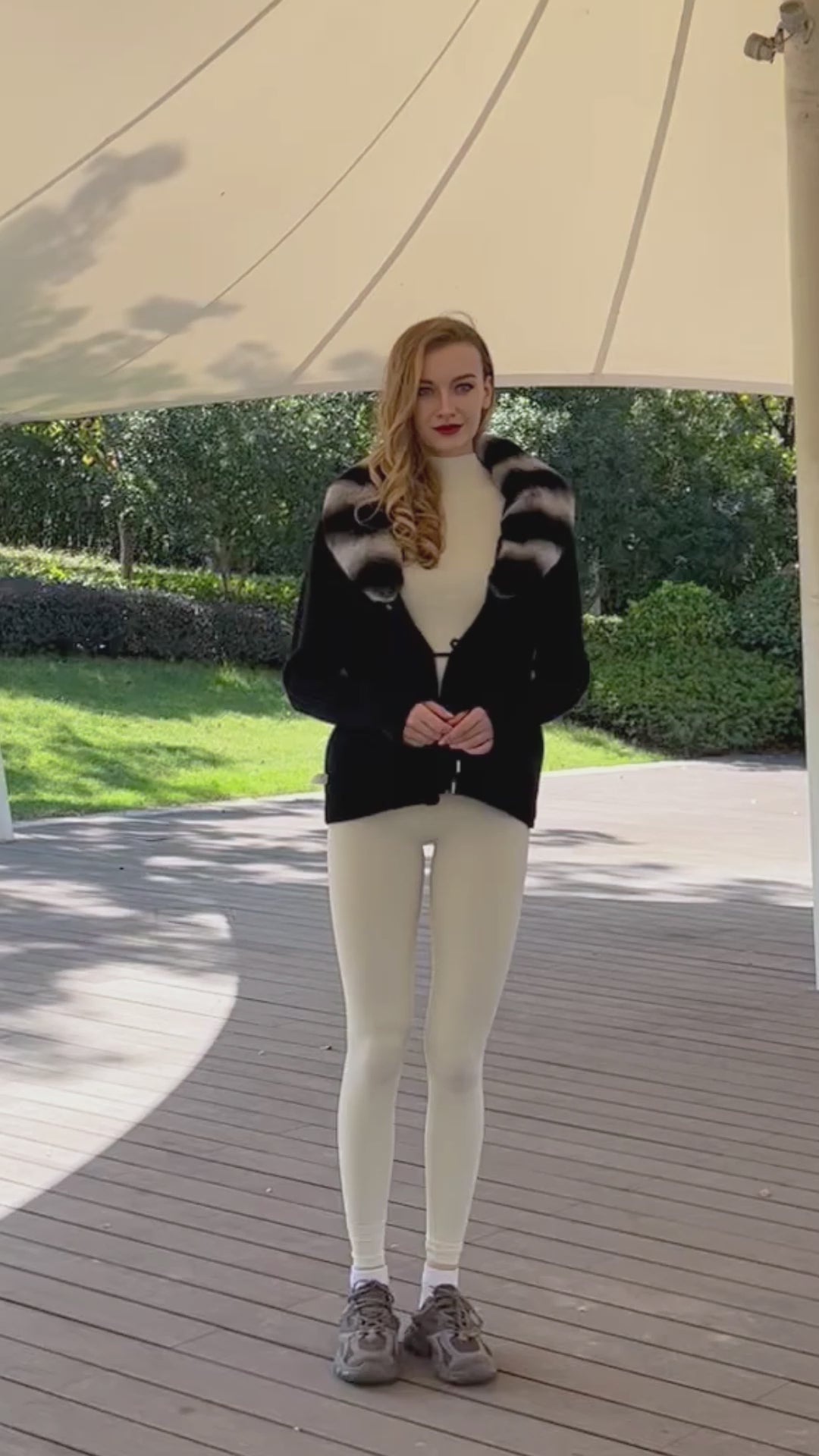 Knitted Rabbit Fur Collar Women's Sweater Coat