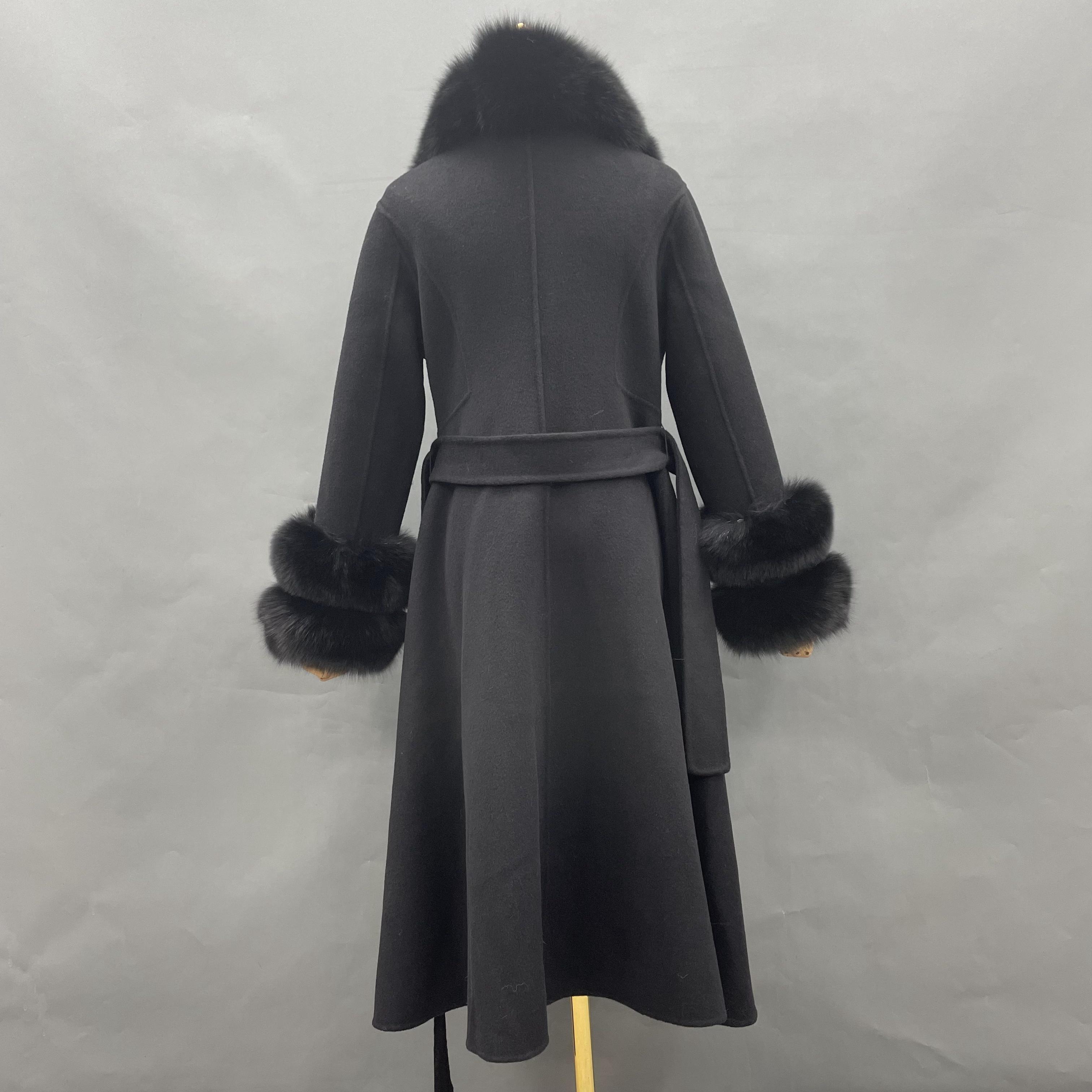 Skirt Hem Mandarin Collar with Sleeves and Two-section Fur Double-faced ...